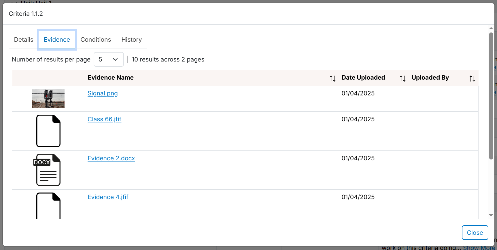 Criteria Tab - Criteria Details Modal - Evidence Tab.png